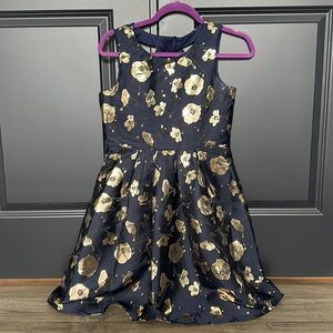 NWOT Trixxi Navy and Gold Floral Halter Neck Dress